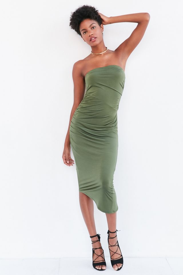 Silence + Noise Slinky Ruched Strapless Midi Dress #5