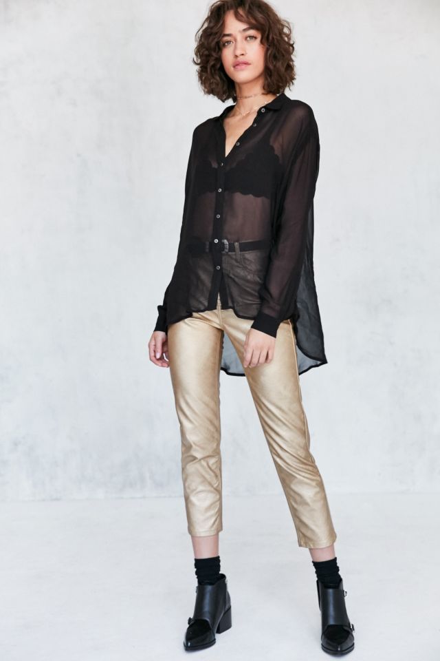 Silence + Noise Ace Sheer High/Low Button-Down Shirt #3