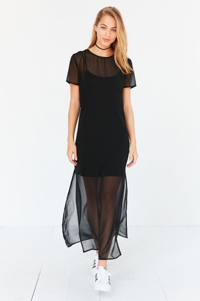 Silence + Noise Layered Mesh Maxi Slip Dress | Urban Outfitters