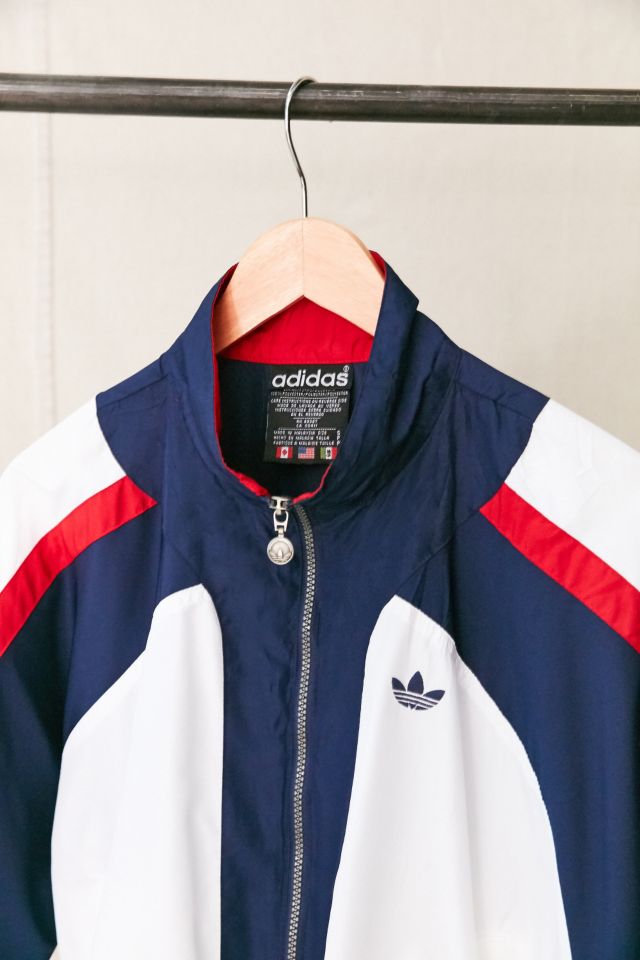 Adidas red white and blue sale windbreaker