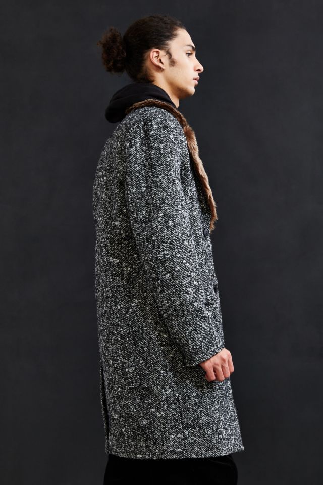 UO Faux Fur Trim Lapel Top Coat #2