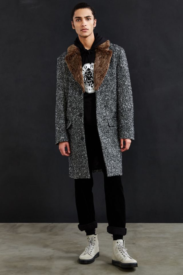 UO Faux Fur Trim Lapel Top Coat #5