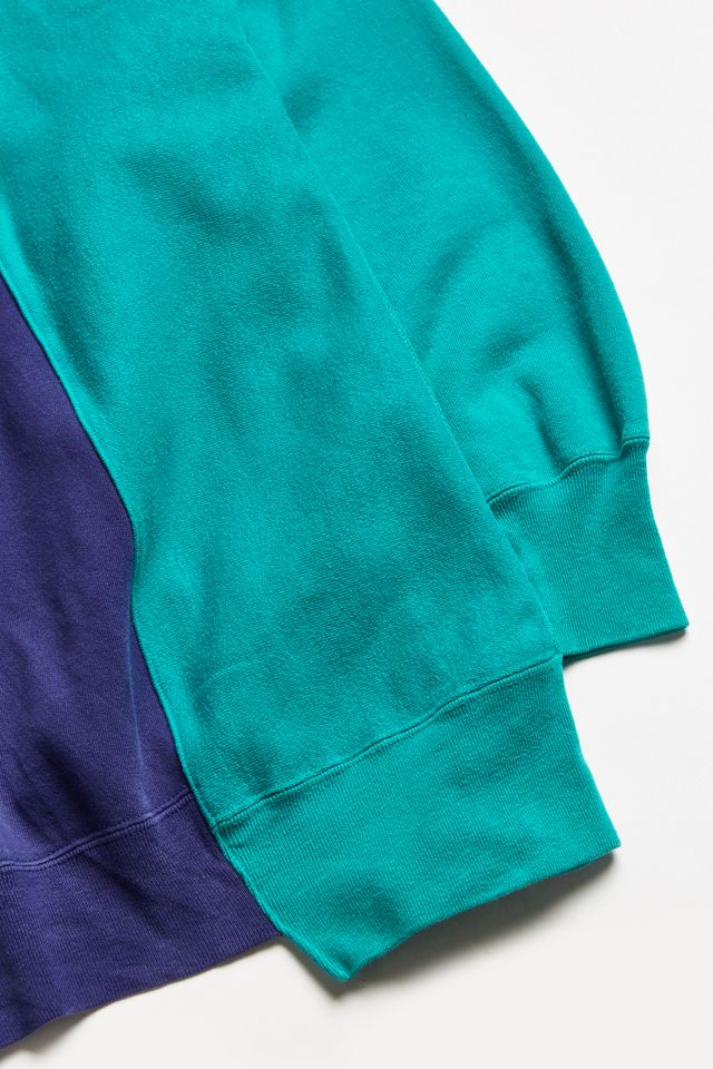 Vintage Champion Green/Blue Split-Seam Crew Neck Sweatshirt #3