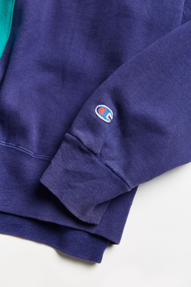 Vintage Champion Green/Blue Split-Seam Crew Neck Sweatshirt #4