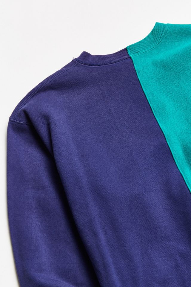 Vintage Champion Green/Blue Split-Seam Crew Neck Sweatshirt #5