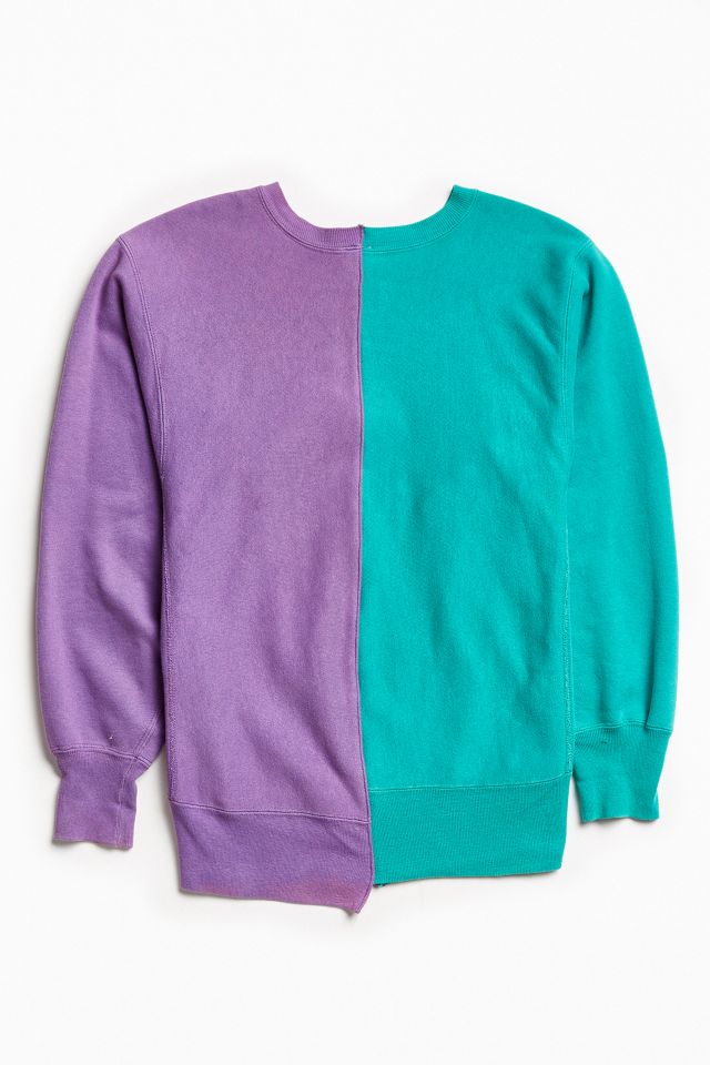 Vintage Champion Green/Lavender Split-Seam Crew Neck Sweatshirt #1