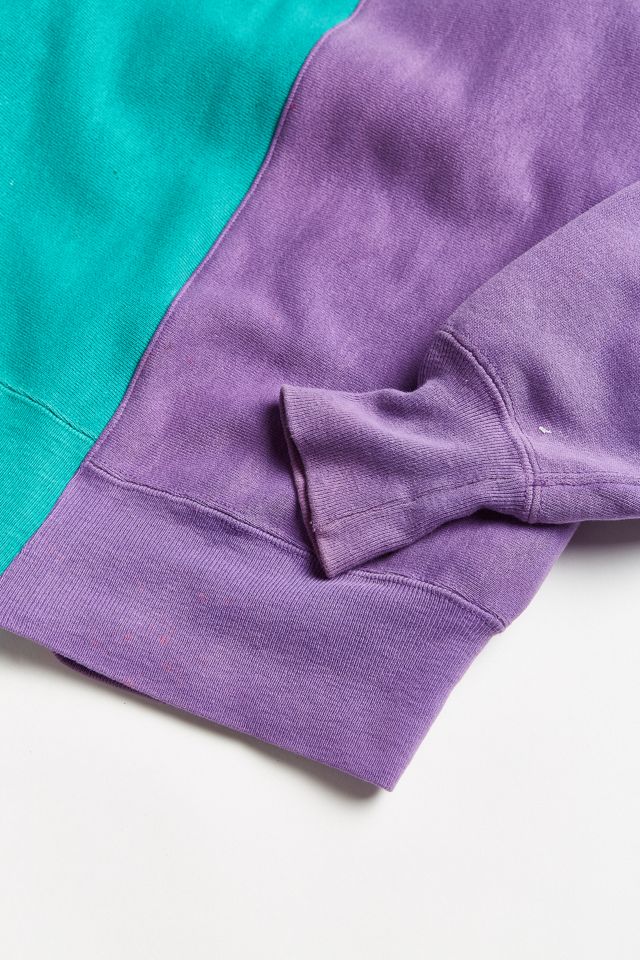 Vintage Champion Green/Lavender Split-Seam Crew Neck Sweatshirt #3