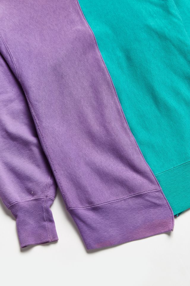 Vintage Champion Green/Lavender Split-Seam Crew Neck Sweatshirt #5