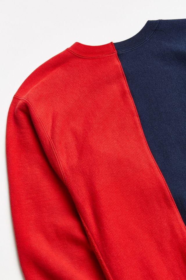 Vintage Champion Navy/Red Split-Seam Crew Neck Sweatshirt | Urban Outfitters