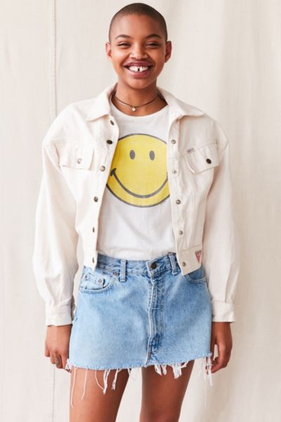 Vintage GUESS 90s White Denim Jacket Urban Outfitters