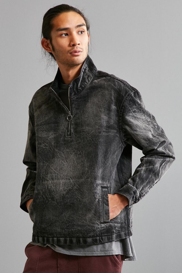 UO Bleached Denim Mock Neck Popover Shirt #1