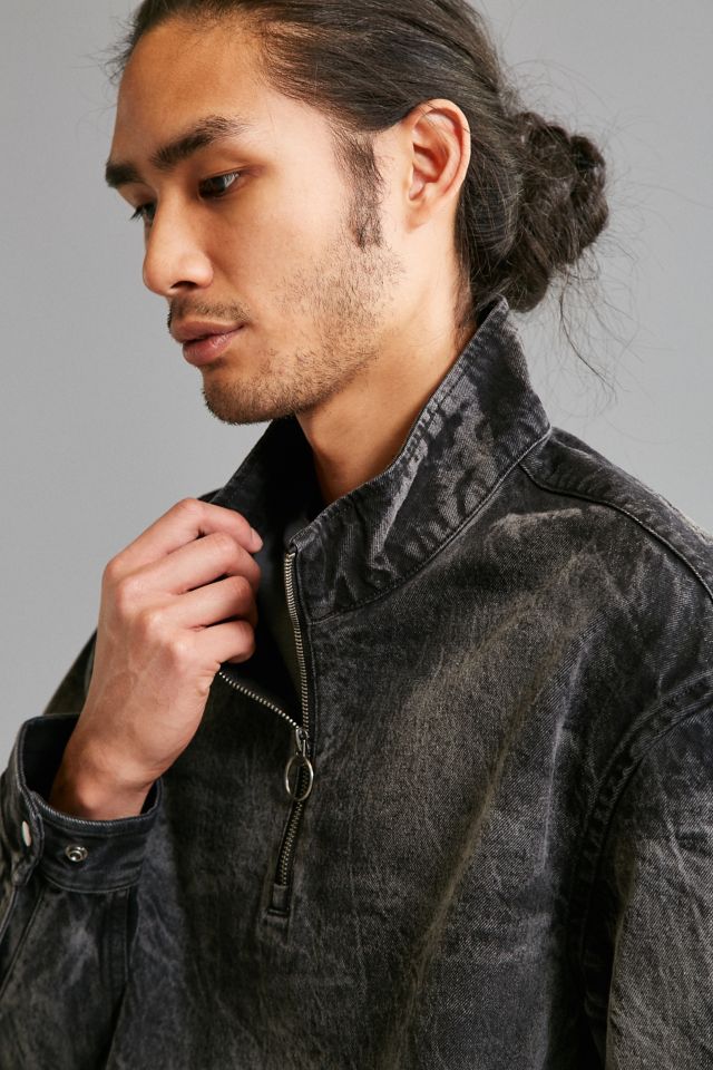 UO Bleached Denim Mock Neck Popover Shirt #4