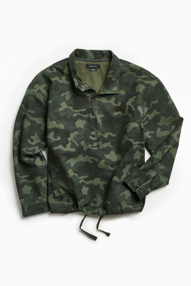 UO Half-Zip Camo Mock Neck Popover Shirt | Urban Outfitters Canada