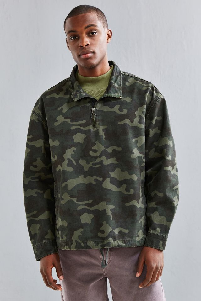 UO Half-Zip Camo Mock Neck Popover Shirt | Urban Outfitters Canada