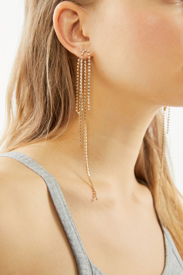 Draped Rhinestone Fringe Drop Earring #1