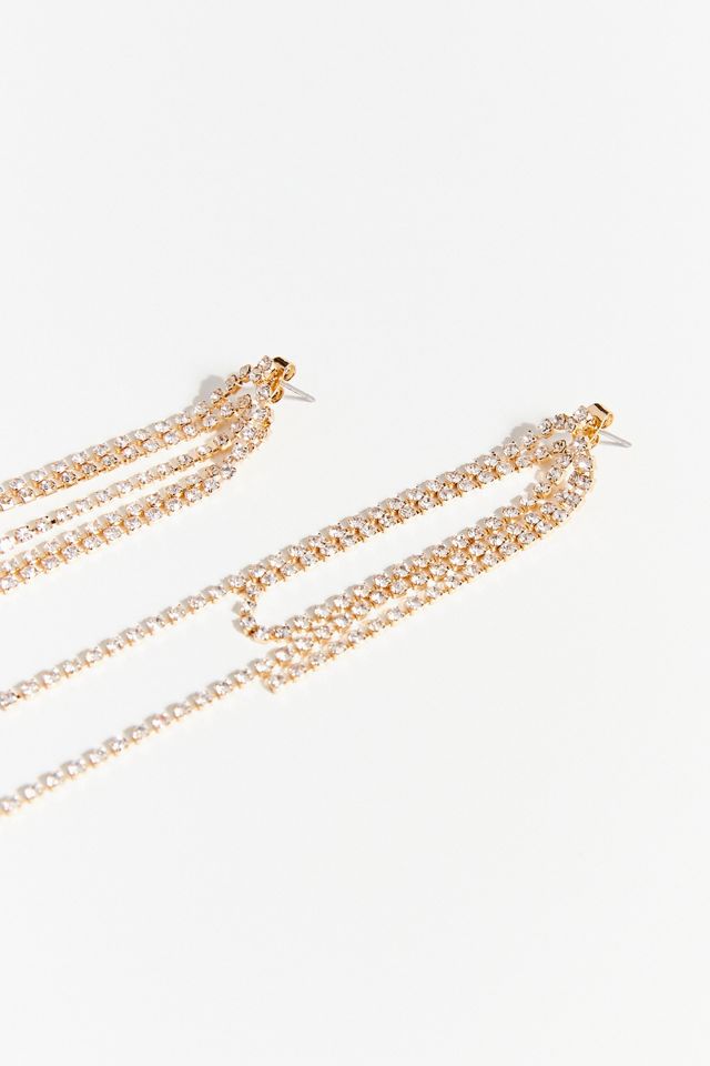 Draped Rhinestone Fringe Drop Earring #2