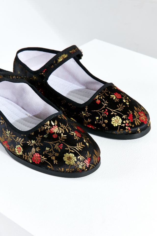 Satin Jacquard Mary Jane Flat #1