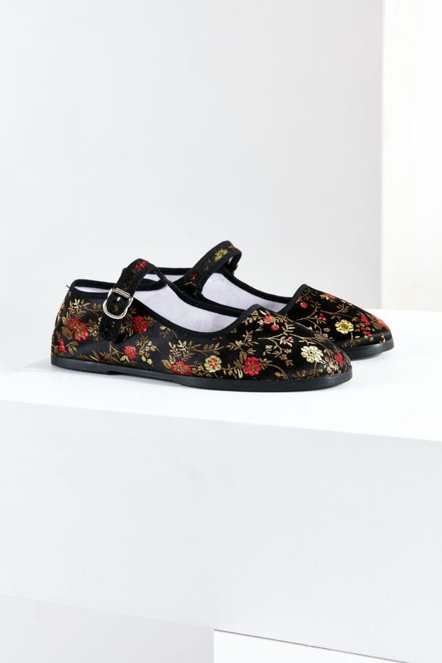 Satin Jacquard Mary Jane Flat #3