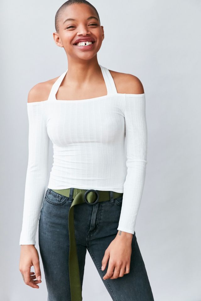 Off shoulder halter clearance top