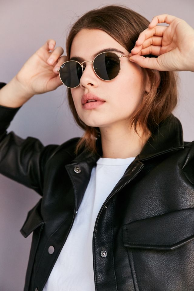 Ray-Ban Polarized Metal Round Sunglasses #5