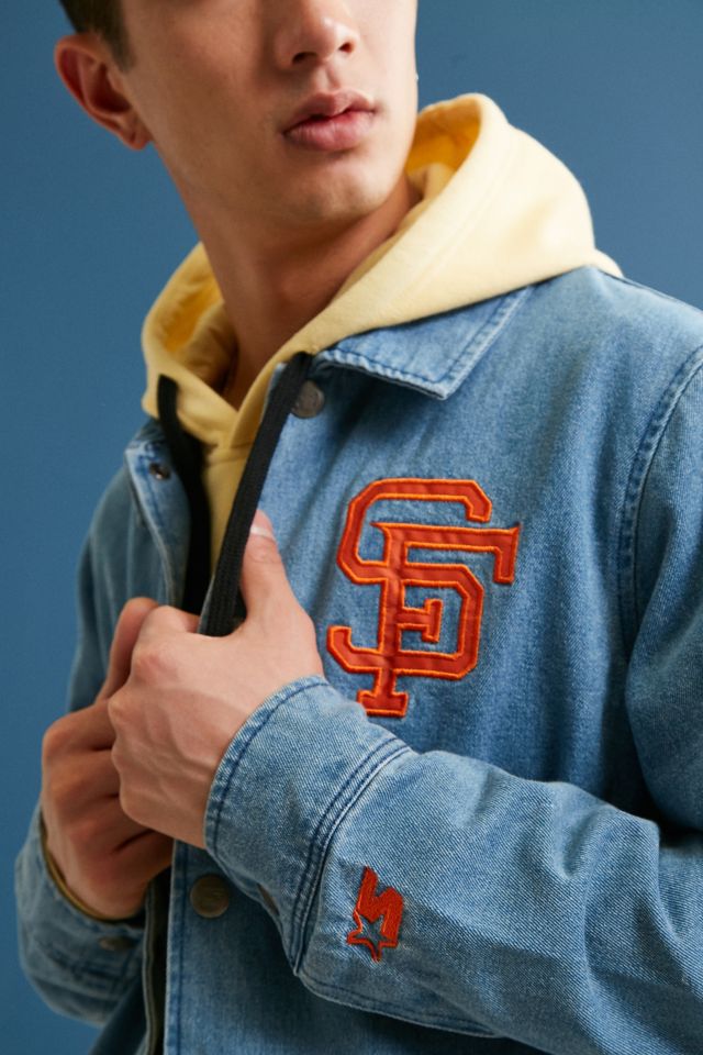 STANDARD CALIFORNIA HOOD COACH JACKET Ｌ Starter Black Label + UO MLB San Francisco Denim Coach Jacket