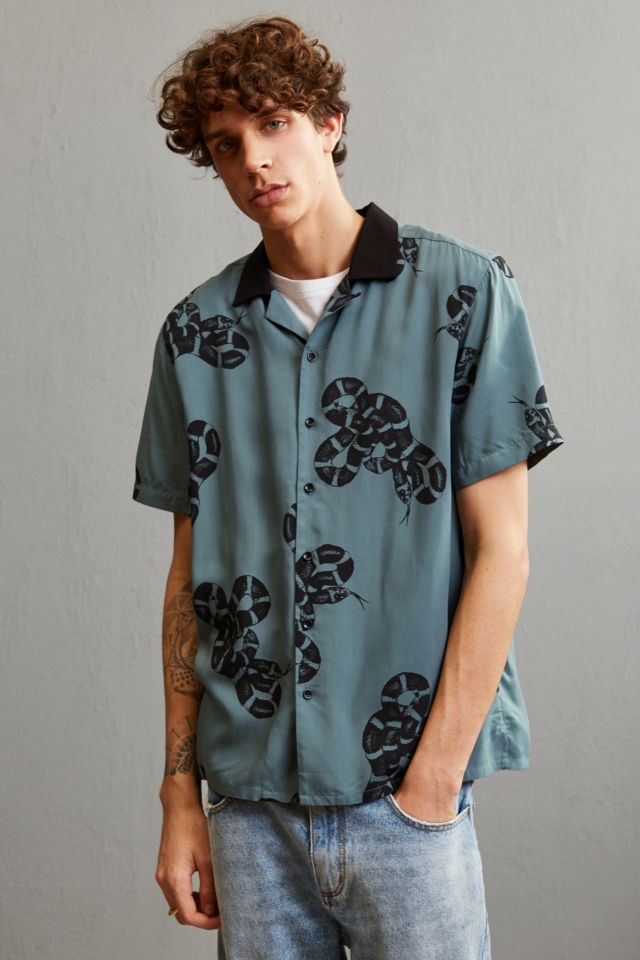 UO Snake Rayon Short Sleeve Button-Down Shirt #1
