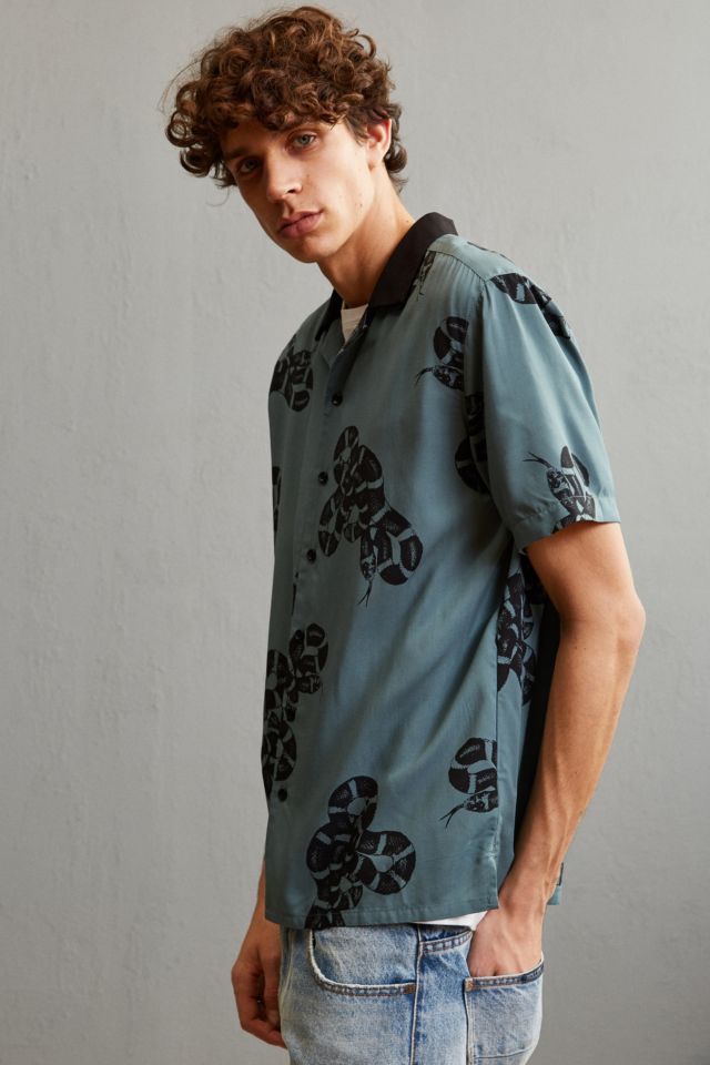 UO Snake Rayon Short Sleeve Button-Down Shirt #4
