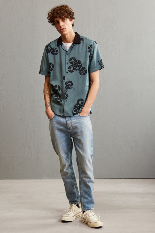 UO Snake Rayon Short Sleeve Button-Down Shirt #5