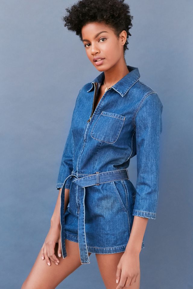 BDG Denim Zip-Front Coverall Romper #4