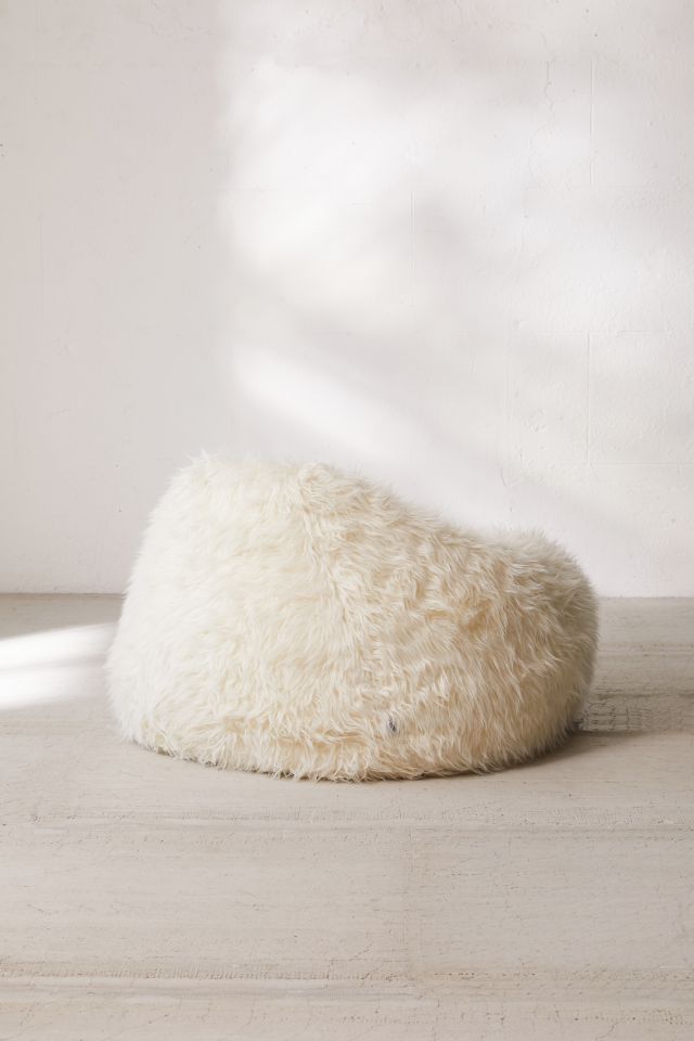 White furry deals bean bag chair