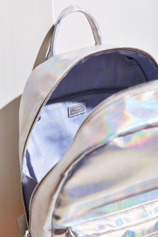 iridescent metallic mini backpack MOSSTYUS Small Holographic Rainbow Shoulder Bag Satchel Shiny Travel Daypack for Women Men Lady Youll find iridescent touches on the 3D bow Justice Girls Silver Iridescent Mermaid