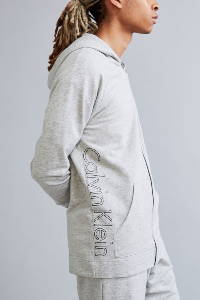 Calvin Klein Logo Lounge Zip Hoodie Sweatshirt | Urban Outfitters
