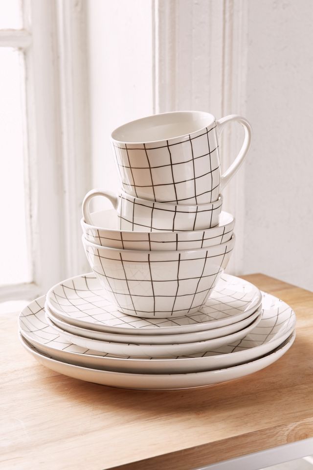 16-Piece Wonky Grid Dinnerware Set #1