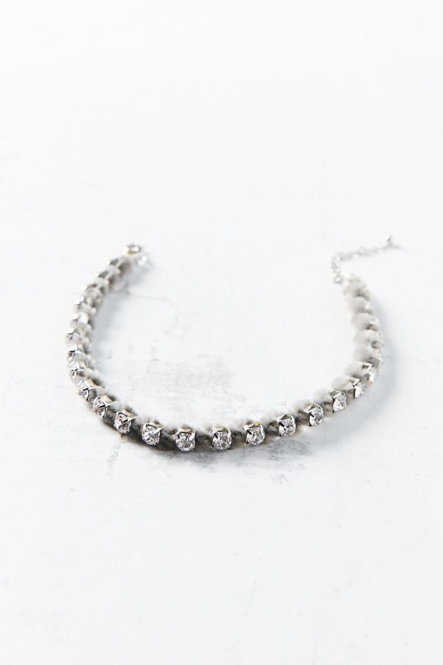 Kit Rhinestone Velvet Fuzz Choker Necklace #1
