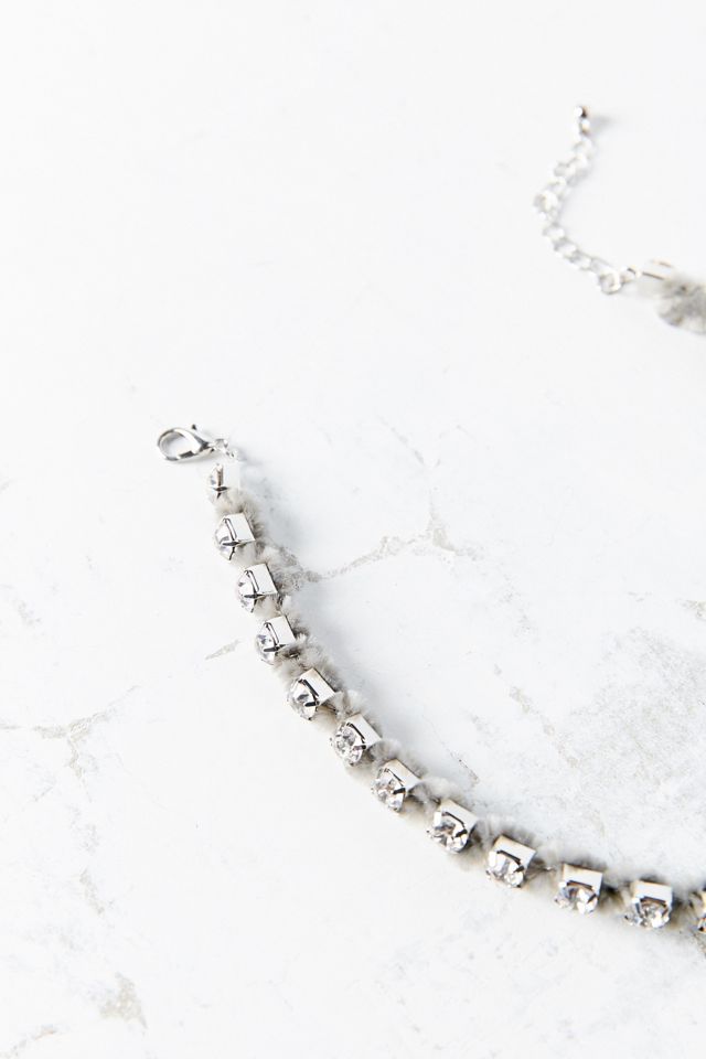 Kit Rhinestone Velvet Fuzz Choker Necklace #3