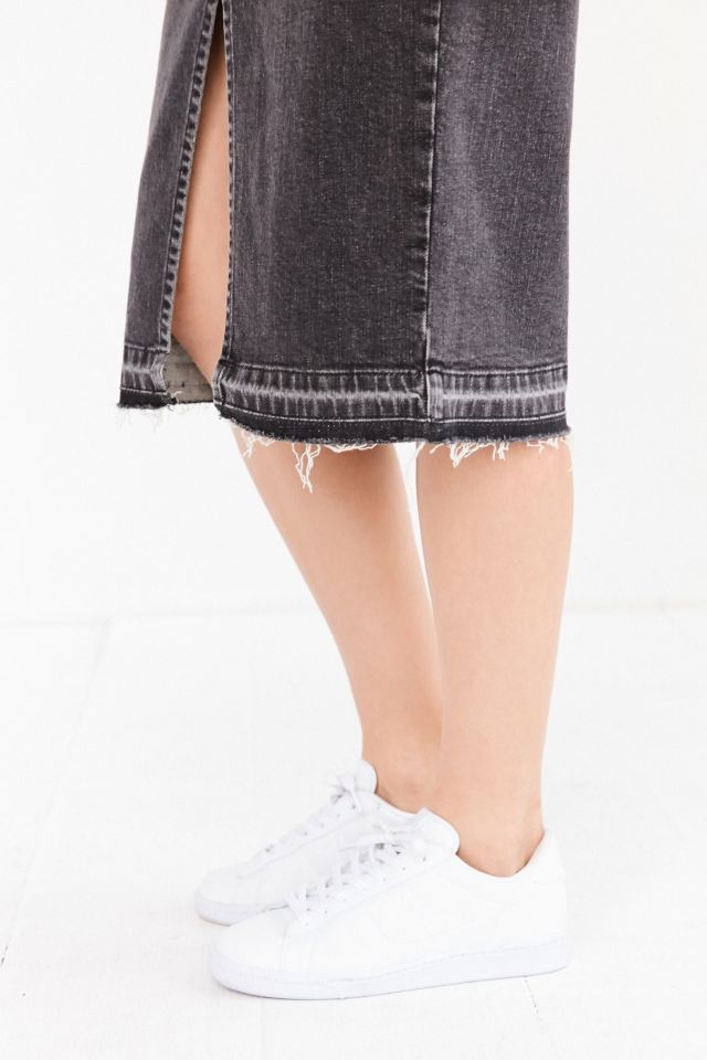 Jupe crayon mi-longue en denim à ourlet effiloché BDG #5