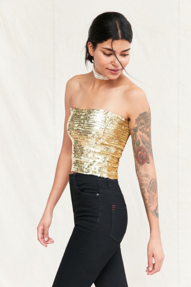 Gold Large Sequin Bandeau Top