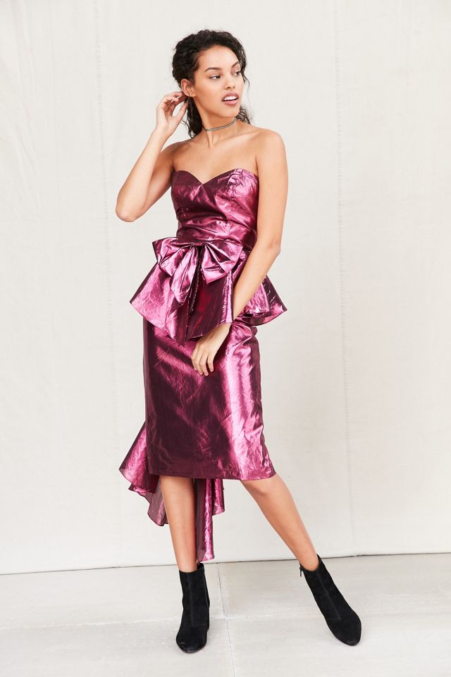 metallic gold tube dress Suzu Orange Metallic Strapless Mini Dress - US 10