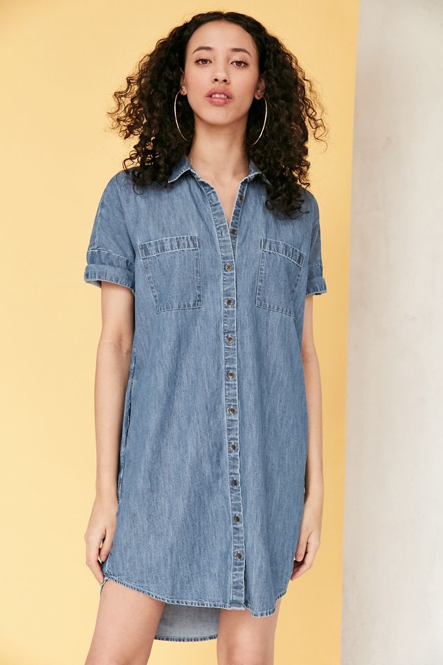 BDG Rosalynn Chambray Collared Shirt Dress