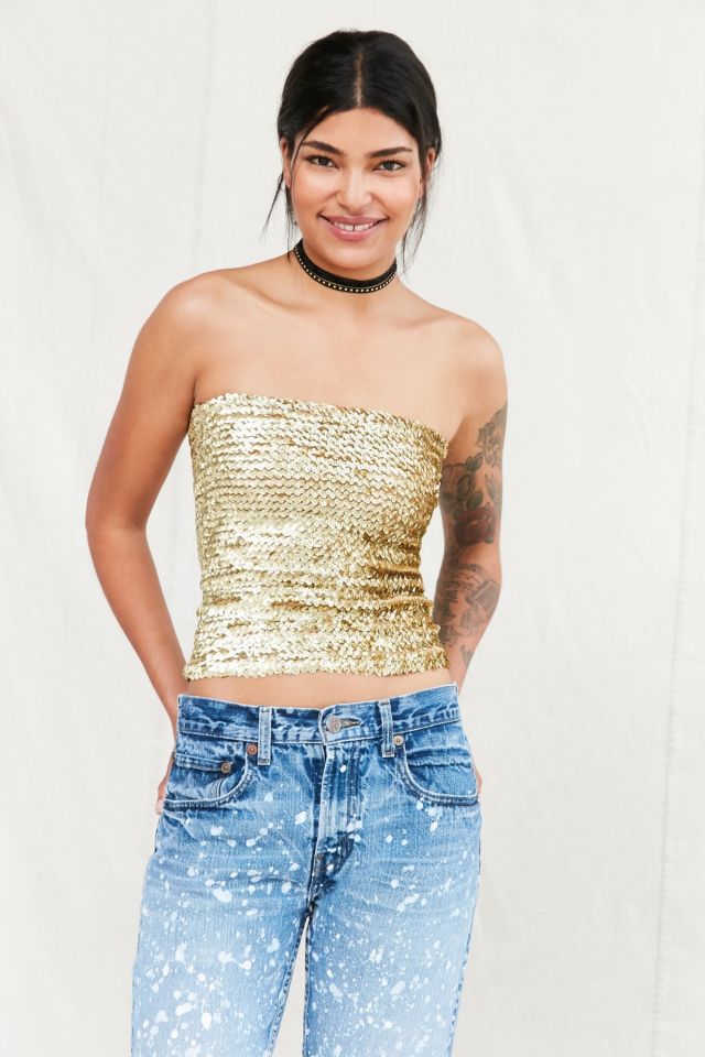 Gold strapless top online