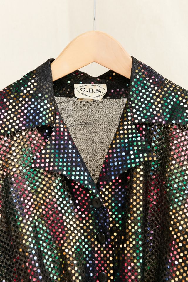 Vintage Rainbow Sequin Tie Cropped Top #2