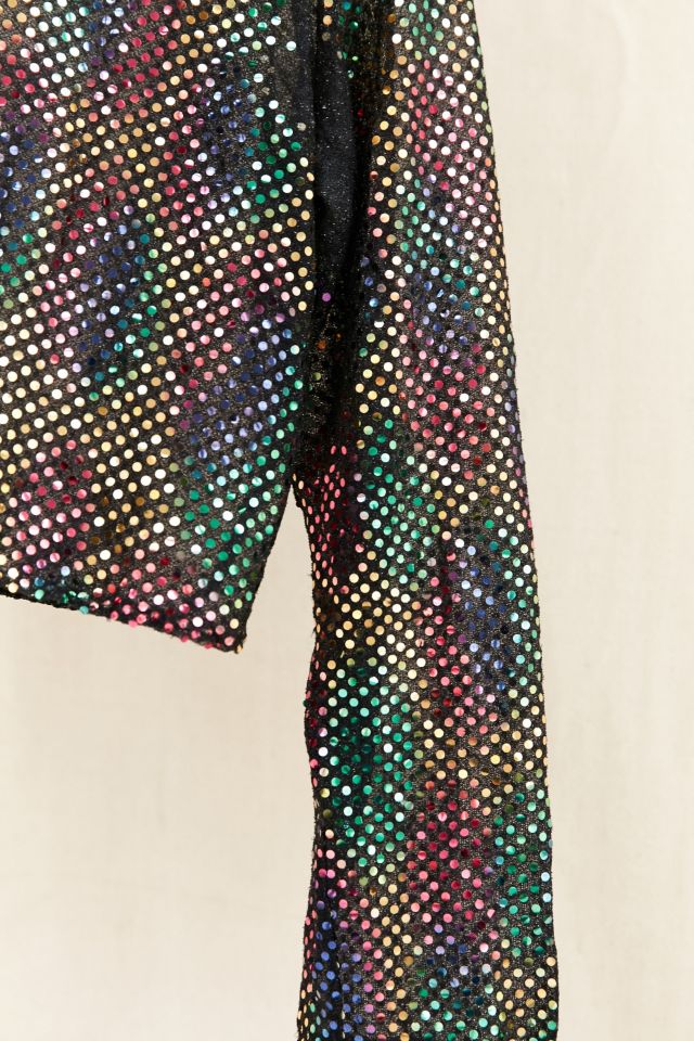 Vintage Rainbow Sequin Tie Cropped Top #4