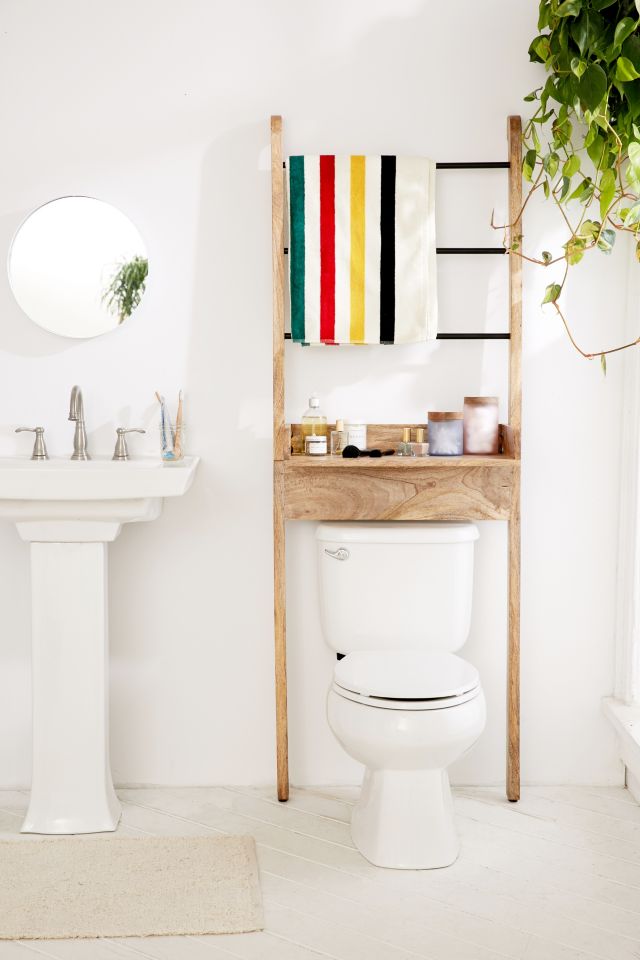 bathroom leaning ladder shelf