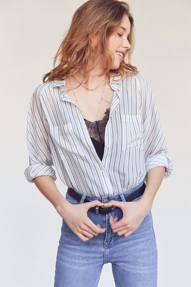 Silence + Noise Charlie Striped Button-Down Shirt #1