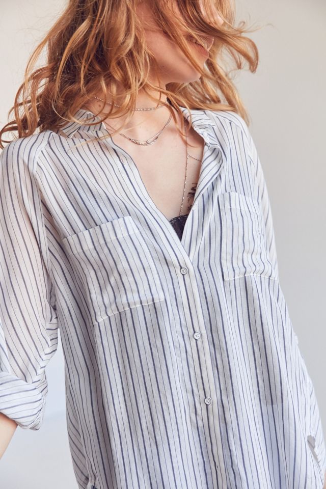 Silence + Noise Charlie Striped Button-Down Shirt #4
