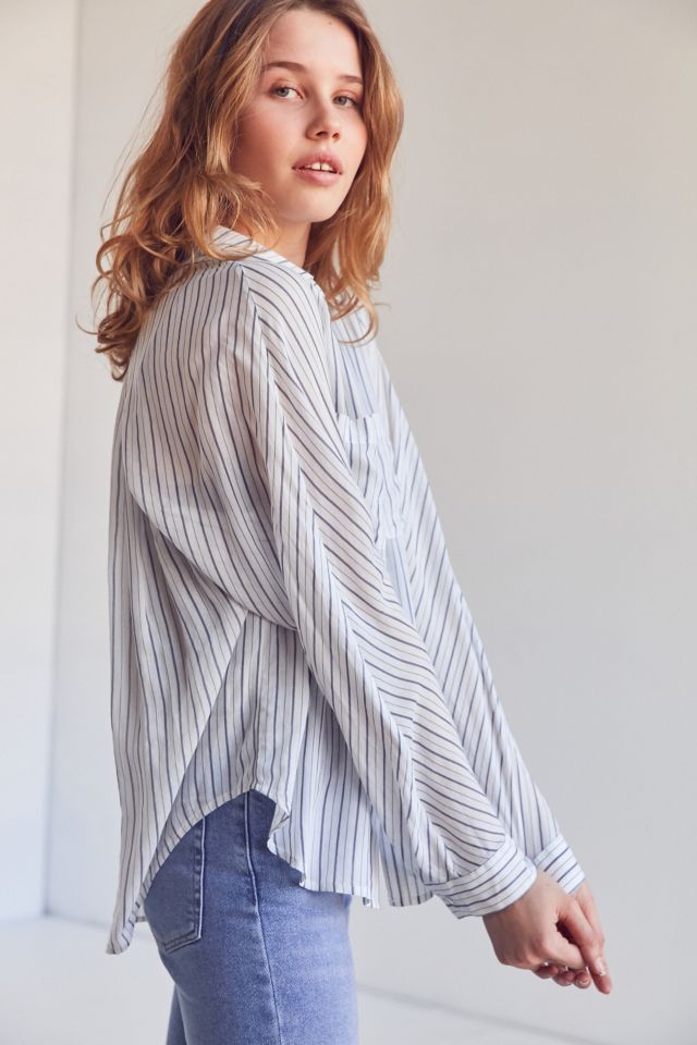 Silence + Noise Charlie Striped Button-Down Shirt #5