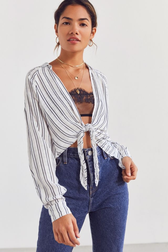 BDG Courtney Tie-Front Open Blouse | Urban Outfitters