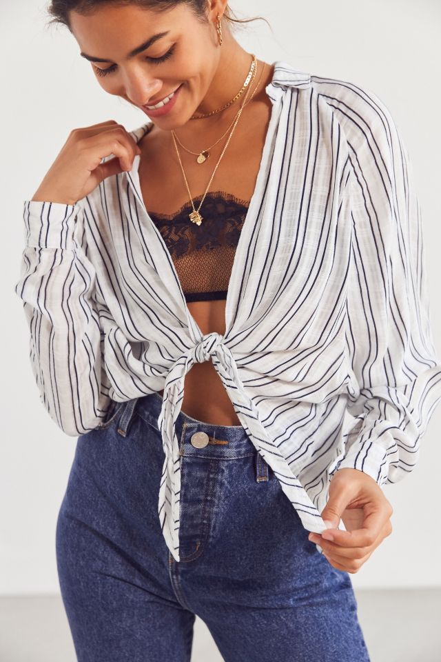 BDG Courtney Tie-Front Open Blouse #3