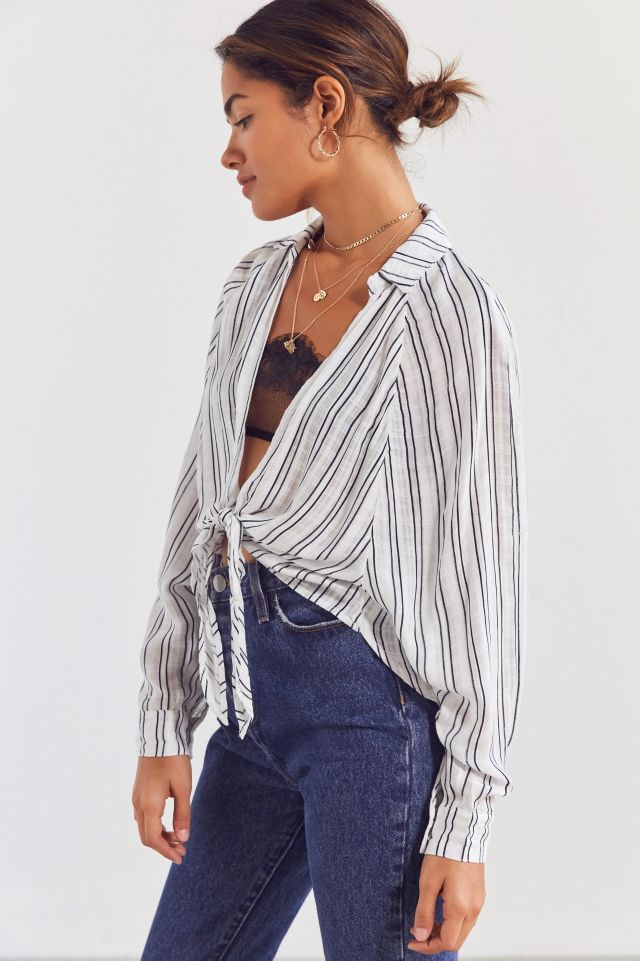 BDG Courtney Tie-Front Open Blouse #5