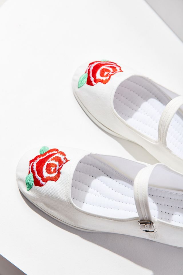 Embroidered Rose Mary Jane Flat #1